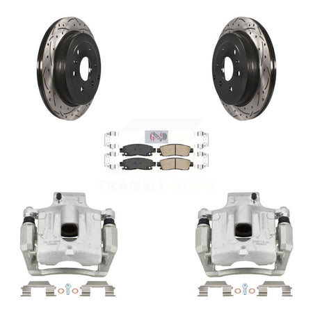 Rear Brake Caliper Drill Slot Rotors Ceramic Pad Kit For GMC Acadia Buick Enclave Saturn KCD-101377N
