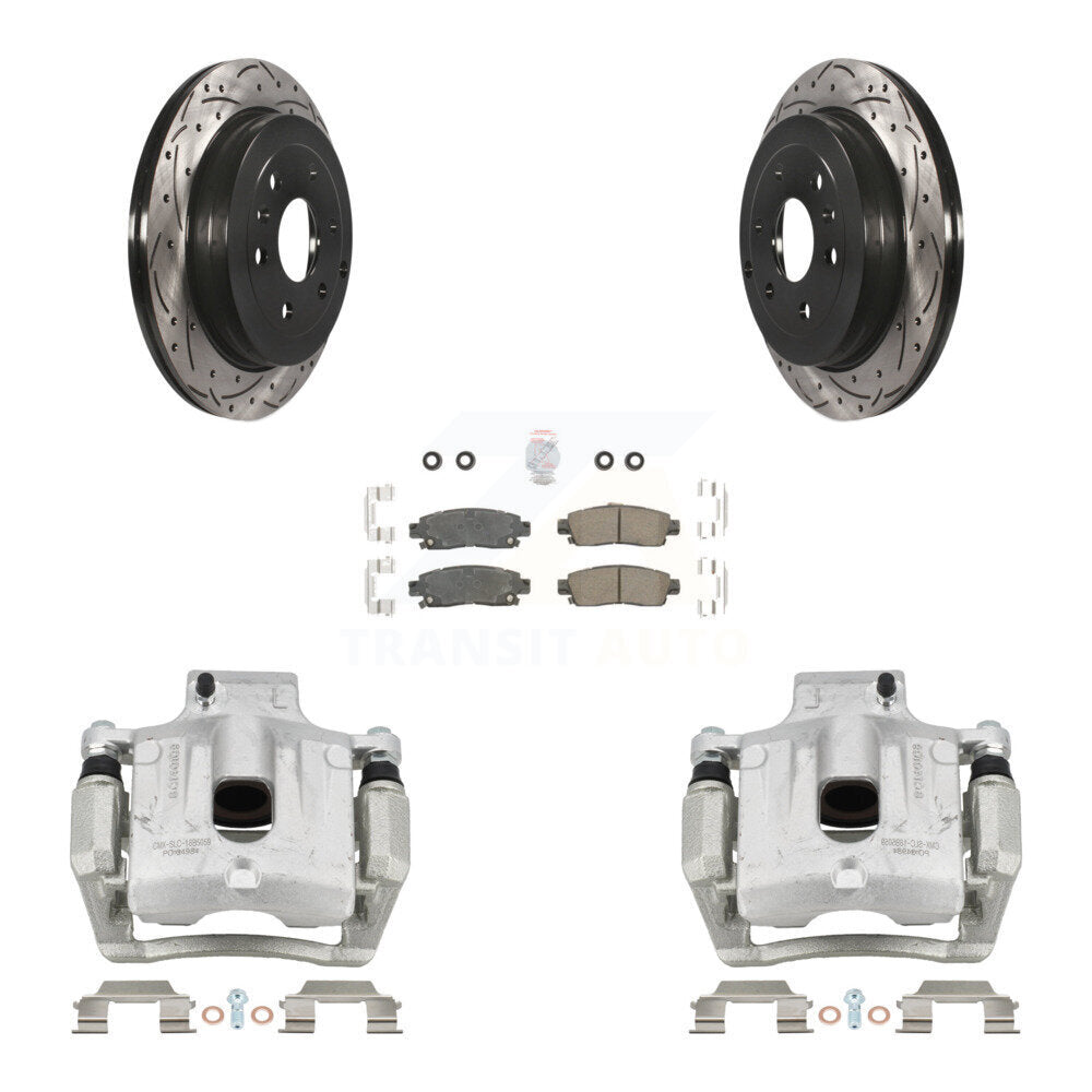 Rear Brake Caliper Drill Slot Rotors Ceramic Pad Kit For GMC Acadia Buick Enclave Saturn KCD-101378N
