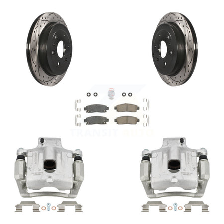 Rear Brake Caliper Drill Slot Rotors Ceramic Pad Kit For GMC Acadia Buick Enclave Saturn KCD-101378N