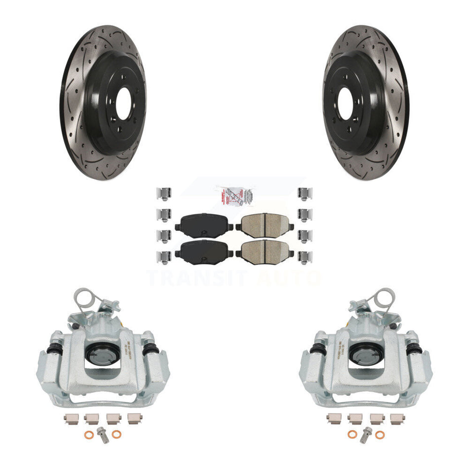 Rear Disc Brake Coated Caliper Drilled Slotted Rotors And Ceramic Pads Kit For Ford Edge Lincoln MKX KCD-101379N
