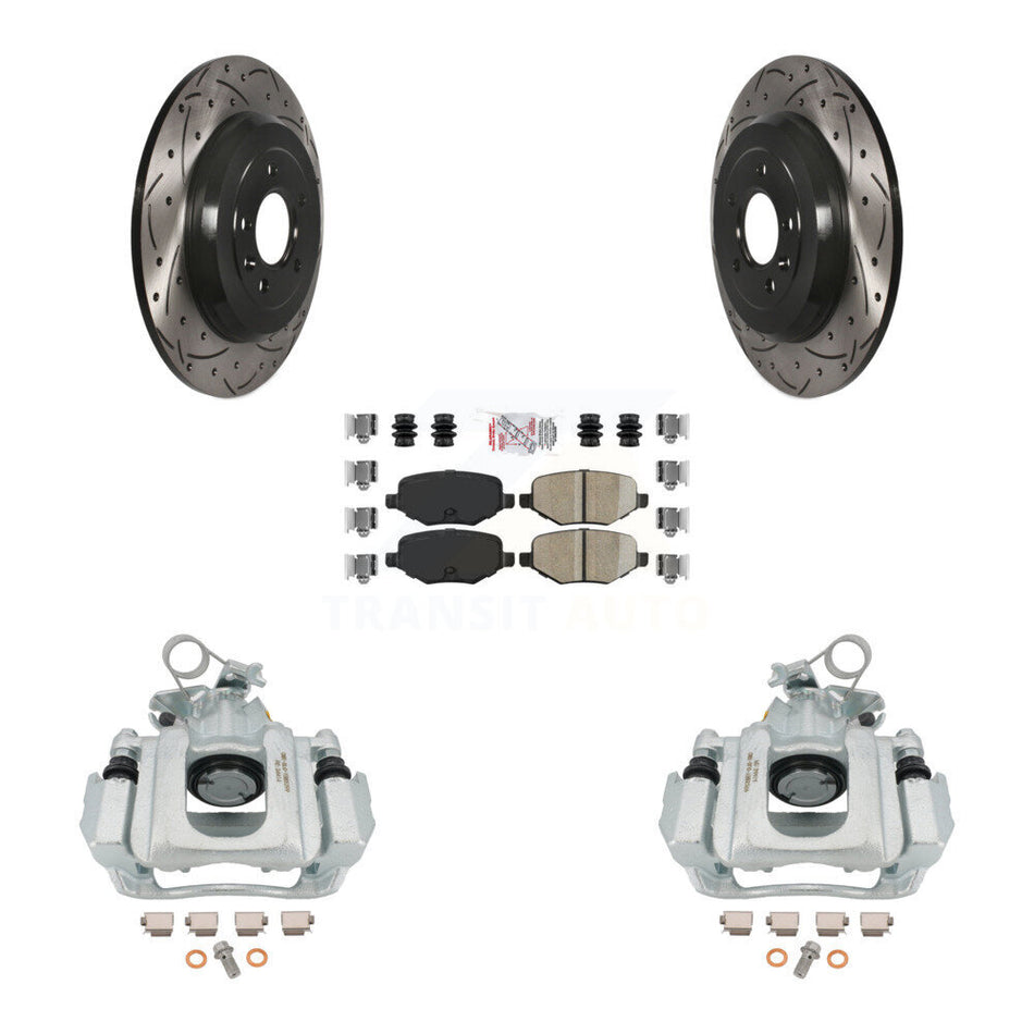 Rear Disc Brake Coated Caliper Drilled Slotted Rotors And Ceramic Pads Kit For Ford Edge Lincoln MKX KCD-101380N