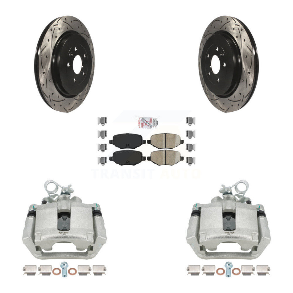 Rear Brake Caliper Drill Slot Rotor Ceramic Pad Kit For Ford Explorer Police Interceptor KCD-101393N