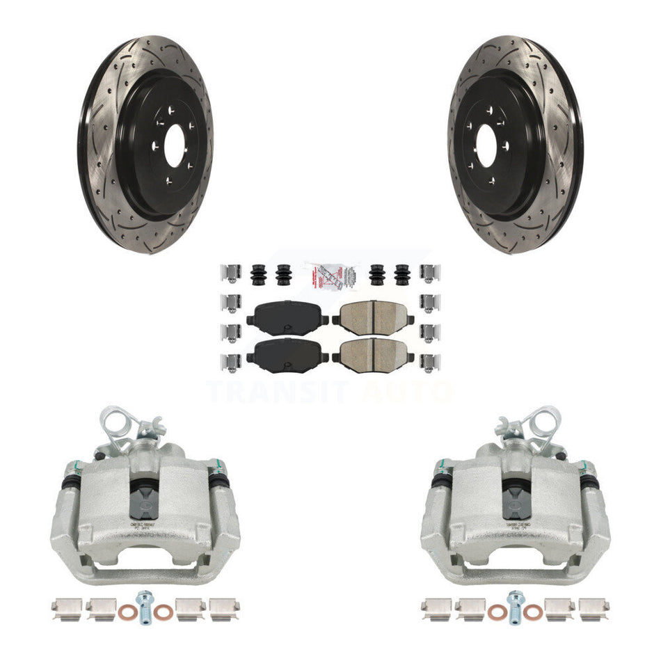 Rear Brake Caliper Drill Slot Rotor Ceramic Pad Kit For Ford Explorer Police Interceptor KCD-101394N