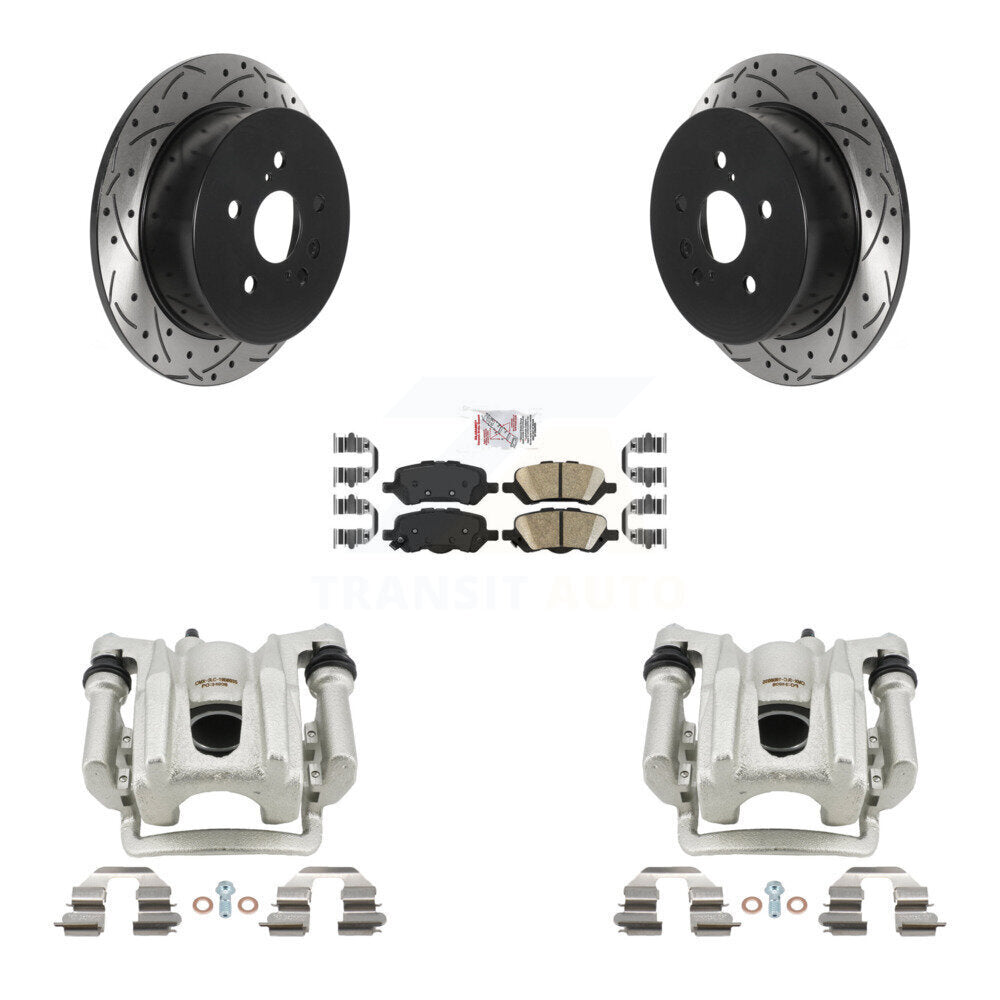 Rear Brake Coated Caliper Drill Slotted Rotor Ceramic Pad Kit For 2009-2016 Toyota Venza KCD-101403N