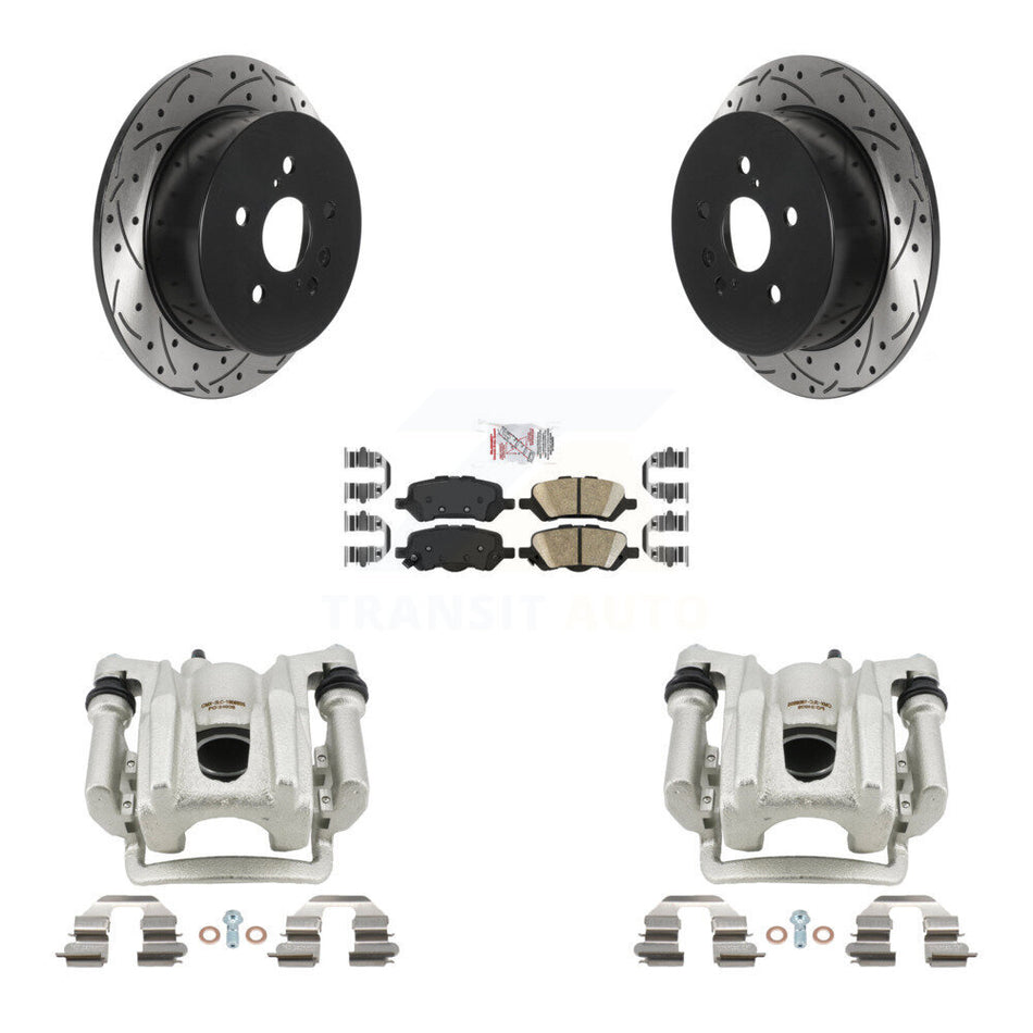 Rear Brake Coated Caliper Drill Slotted Rotor Ceramic Pad Kit For 2009-2016 Toyota Venza KCD-101403N