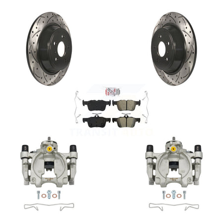 Rear Brake Caliper Drill Slot Rotor Semi-Metallic Pad Kit For Ford Escape Fusion Lincoln KCD-101407N
