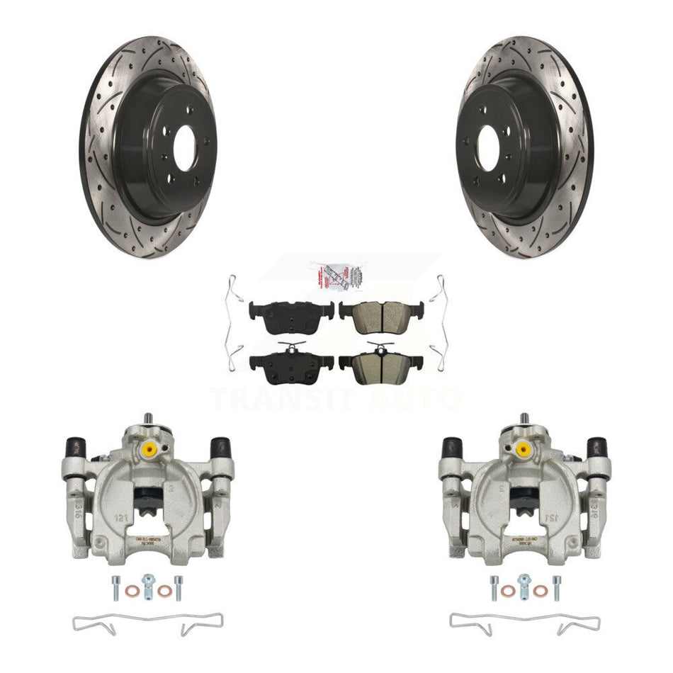 Rear Brake Caliper Drill Slot Rotor Semi-Metallic Pad Kit For Ford Escape Fusion Lincoln KCD-101407N