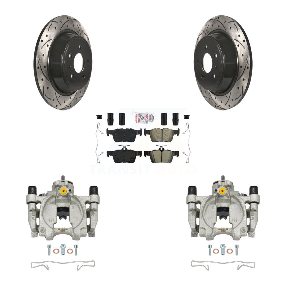 Rear Brake Caliper Drill Slot Rotor Semi-Metallic Pad Kit For Ford Escape Fusion Lincoln KCD-101408N