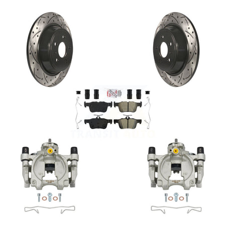 Rear Brake Caliper Drill Slot Rotor Semi-Metallic Pad Kit For Ford Escape Fusion Lincoln KCD-101408N