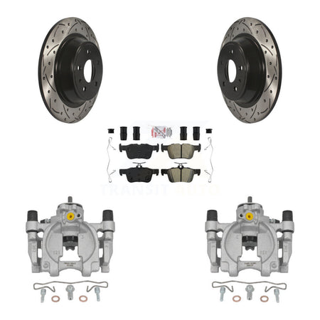 Rear Brake Caliper Drill Slotted Rotor Semi-Metallic Pad Kit For Ford Fusion Lincoln MKZ KCD-101410N