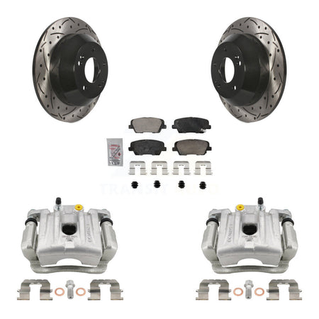 Rear Brake Caliper Drill Slotted Rotors Ceramic Pad Kit For Hyundai Santa Fe Kia Sorento KCD-101423N