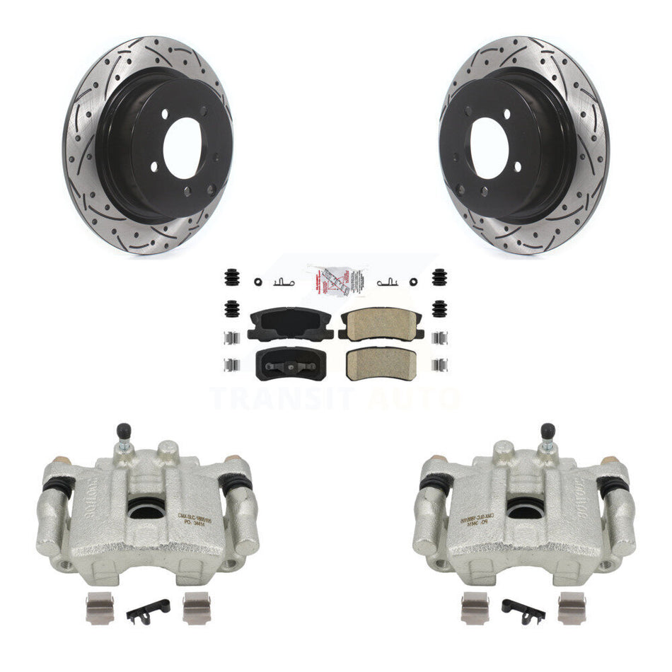 Rear Disc Brake Coated Caliper Drilled Slotted Rotors Ceramic Pad Kit For Jeep Patriot Dodge Compass Avenger Chrysler Sebring Mitsubishi Lancer Caliber 200 Outlander Sport RVR KCD-101439N