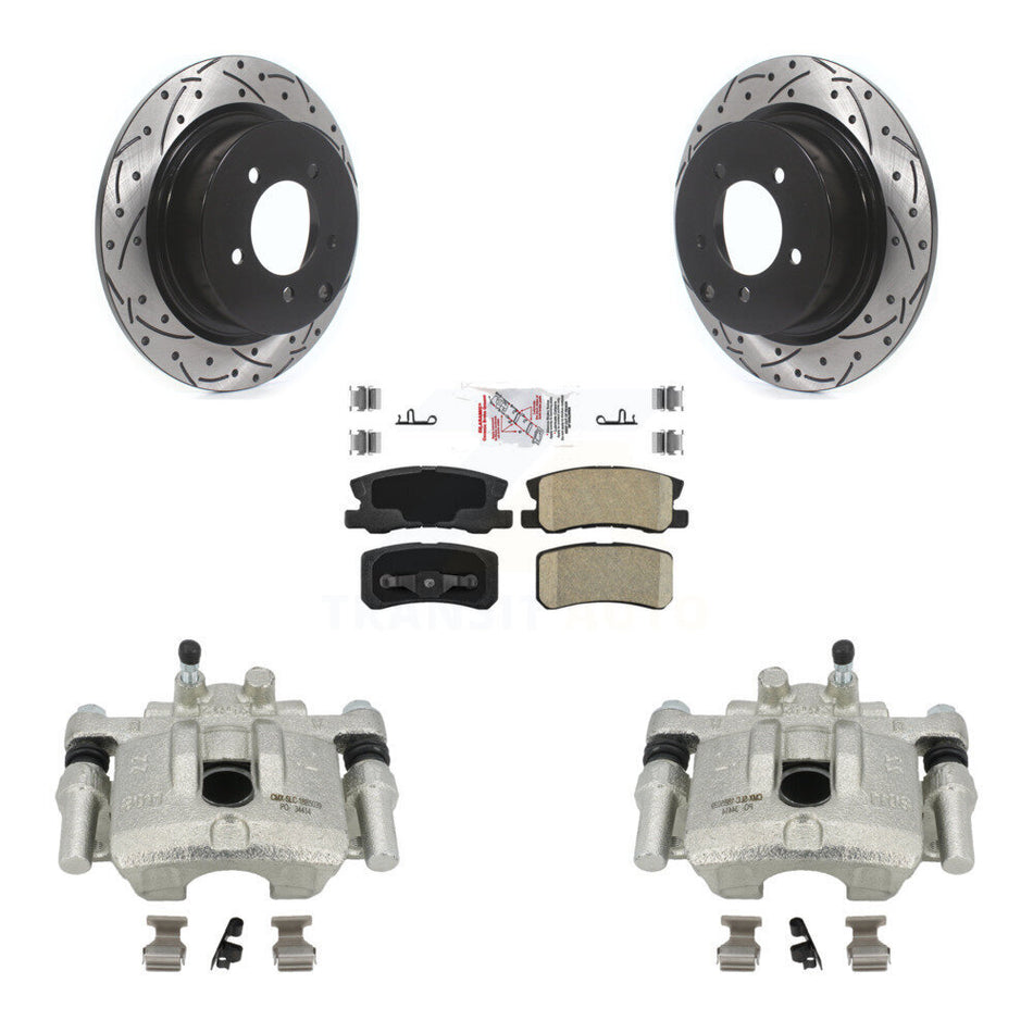 Rear Disc Brake Coated Caliper Drilled Slotted Rotors And Ceramic Pads Kit For Dodge Caliber Mitsubishi Lancer KCD-101442N