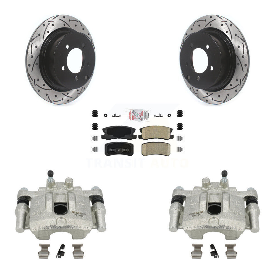 Rear Disc Brake Coated Caliper Drilled Slotted Rotors And Ceramic Pads Kit For Dodge Caliber Mitsubishi Lancer KCD-101443N