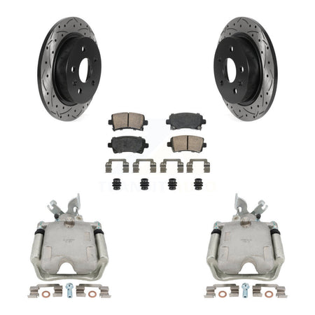 Rear Disc Brake Coated Caliper Drill Slot Rotor Ceramic Pad Kit For Buick Regal LaCrosse KCD-101447N
