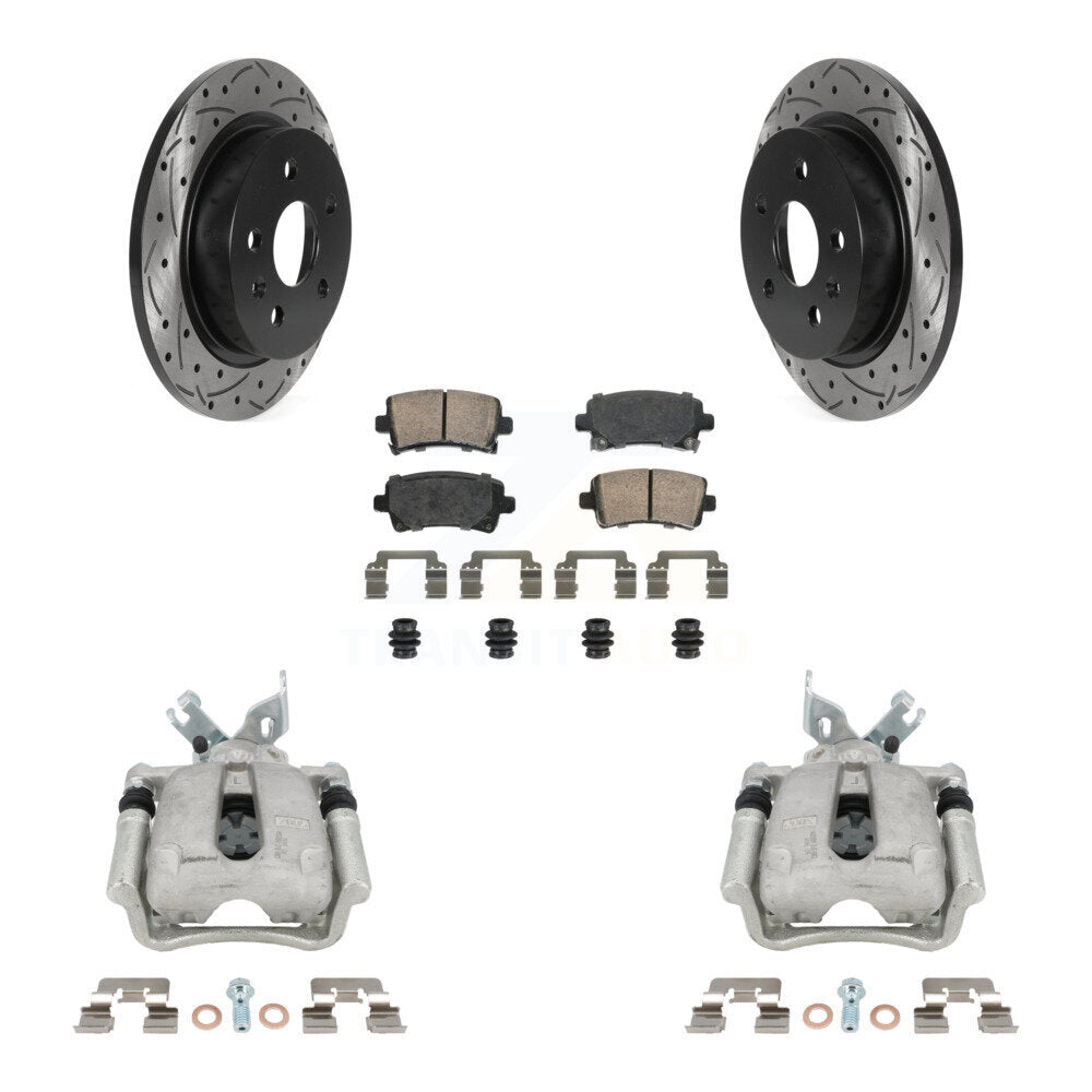 Rear Brake Caliper Drilled Slot Rotor Ceramic Pad Kit For Buick Regal LaCrosse Chevrolet KCD-101449N