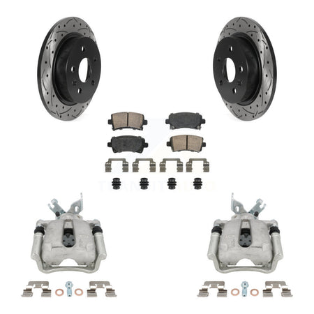 Rear Brake Caliper Drilled Slot Rotor Ceramic Pad Kit For Buick Regal LaCrosse Chevrolet KCD-101449N