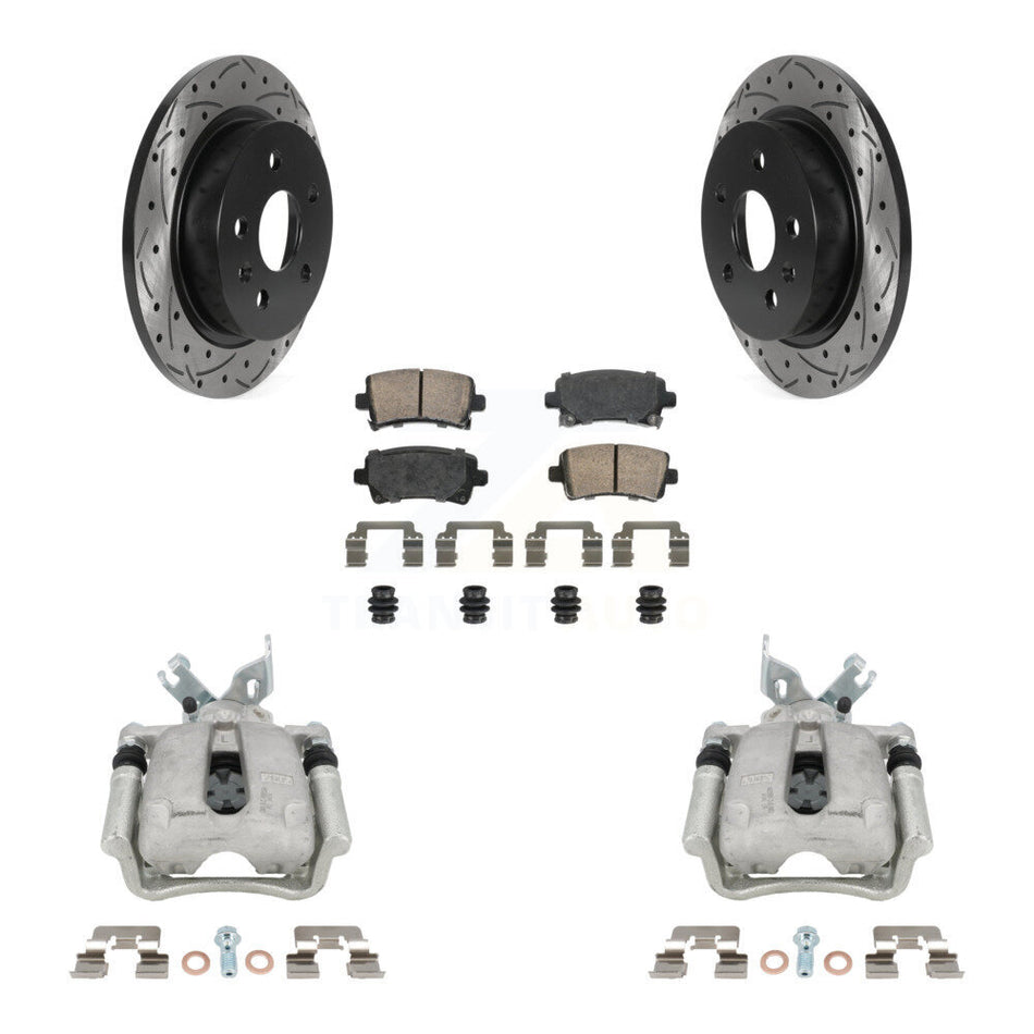 Rear Brake Caliper Drilled Slot Rotor Ceramic Pad Kit For Buick Regal LaCrosse Chevrolet KCD-101449N