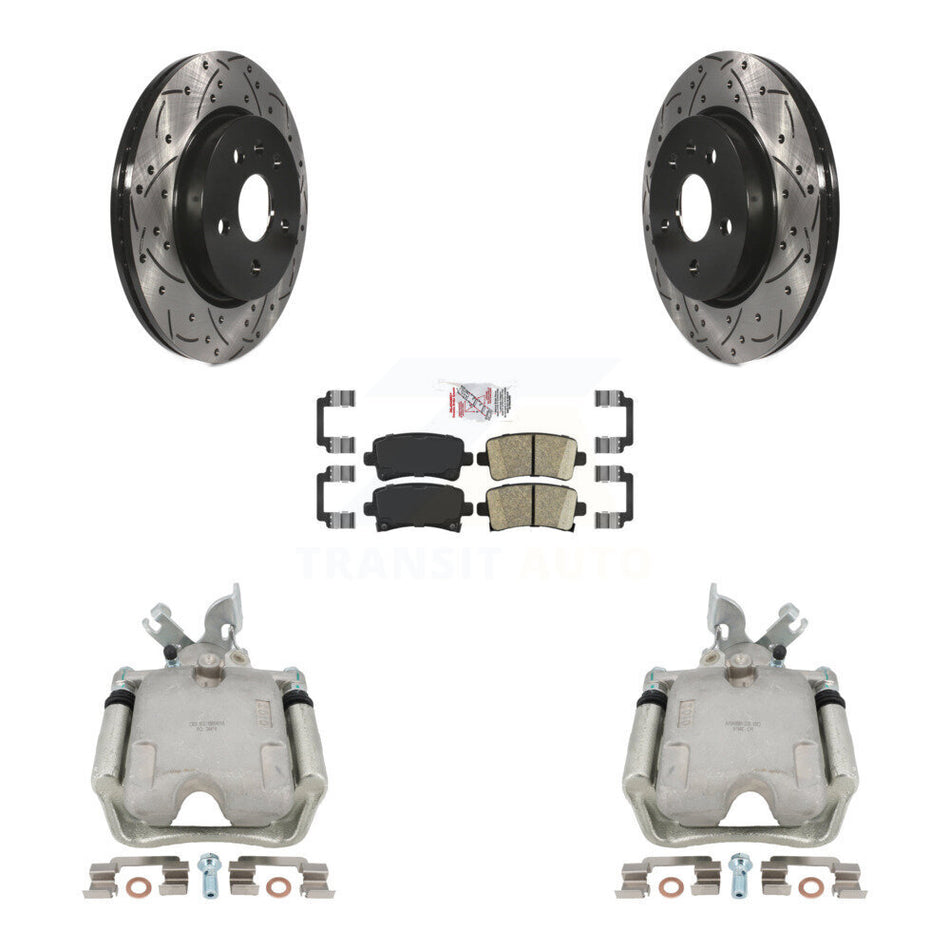 Rear Disc Brake Coated Caliper Drilled Slotted Rotors And Ceramic Pads Kit For Chevrolet Impala Buick LaCrosse Malibu Regal Cadillac XTS KCD-101450N
