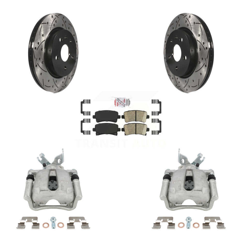 Rear Brake Coated Caliper Drill Slot Rotor Ceramic Pad Kit For Buick Regal LaCrosse 2.4L KCD-101452N