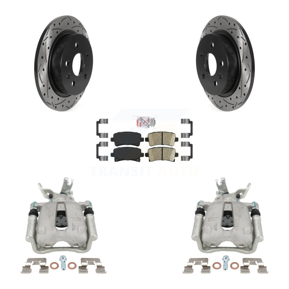 Rear Brake Coated Caliper Drill Slot Rotors Ceramic Pad Kit For Chevrolet Malibu Limited KCD-101454N