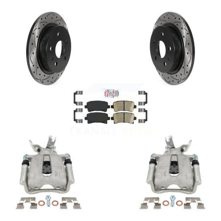 Rear Brake Coated Caliper Drill Slot Rotors Ceramic Pad Kit For Chevrolet Malibu Limited KCD-101454N