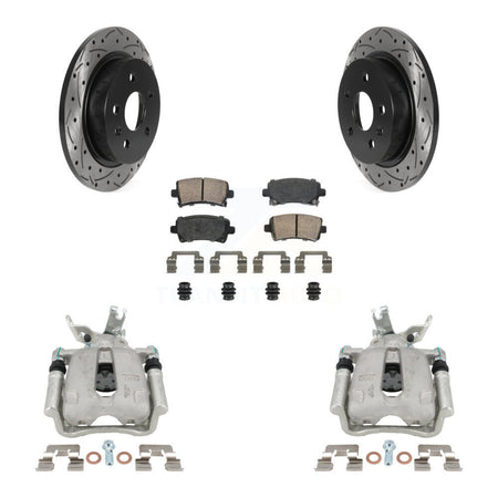 Rear Brake Coated Caliper Drill Slot Rotors Ceramic Pad Kit For Chevrolet Malibu Limited KCD-101455N