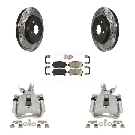 Rear Brake Coated Caliper Drill Slot Rotors Ceramic Pad Kit For Chevrolet Malibu Limited KCD-101458N