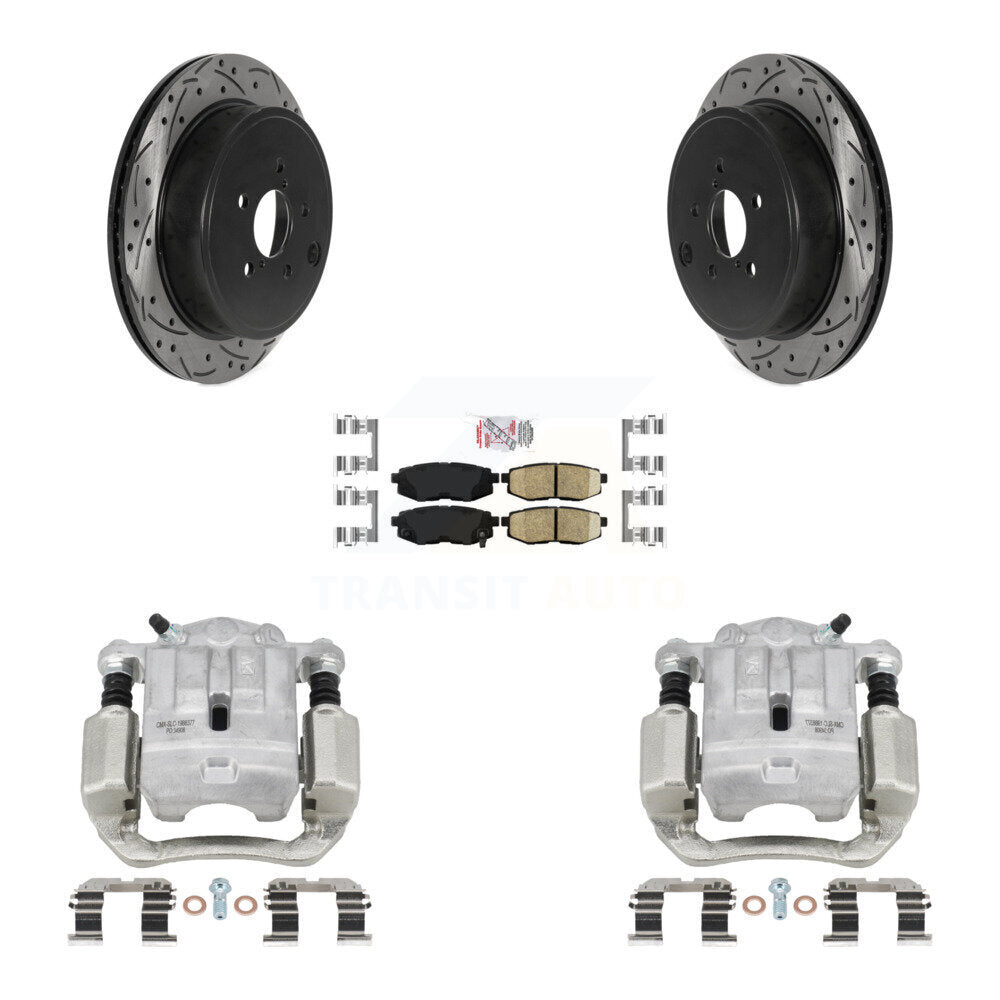 Rear Brake Coated Caliper Drill Slotted Rotors Ceramic Pad Kit For Subaru Outback Legacy KCD-101461N