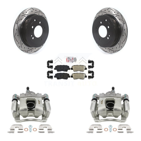 Rear Brake Coat Caliper Drill Slot Rotor Ceramic Pad Kit For Hyundai Tucson Kia Sportage KCD-101468N
