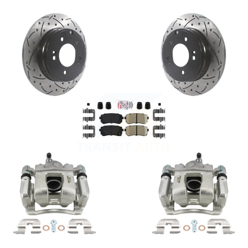 Rear Disc Brake Coated Caliper Drilled Slotted Rotors Ceramic Pad Kit For Hyundai Tucson KCD-101469N