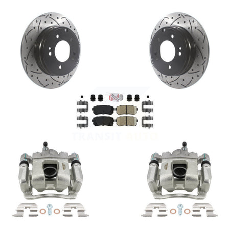Rear Disc Brake Coated Caliper Drilled Slotted Rotors Ceramic Pad Kit For Hyundai Tucson KCD-101469N