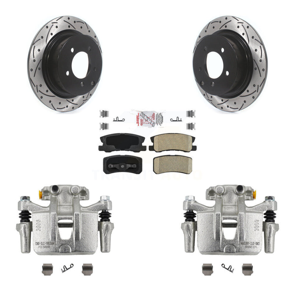 Rear Disc Brake Coated Caliper Drill Slot Rotor Ceramic Pad Kit For Mitsubishi Outlander KCD-101478N