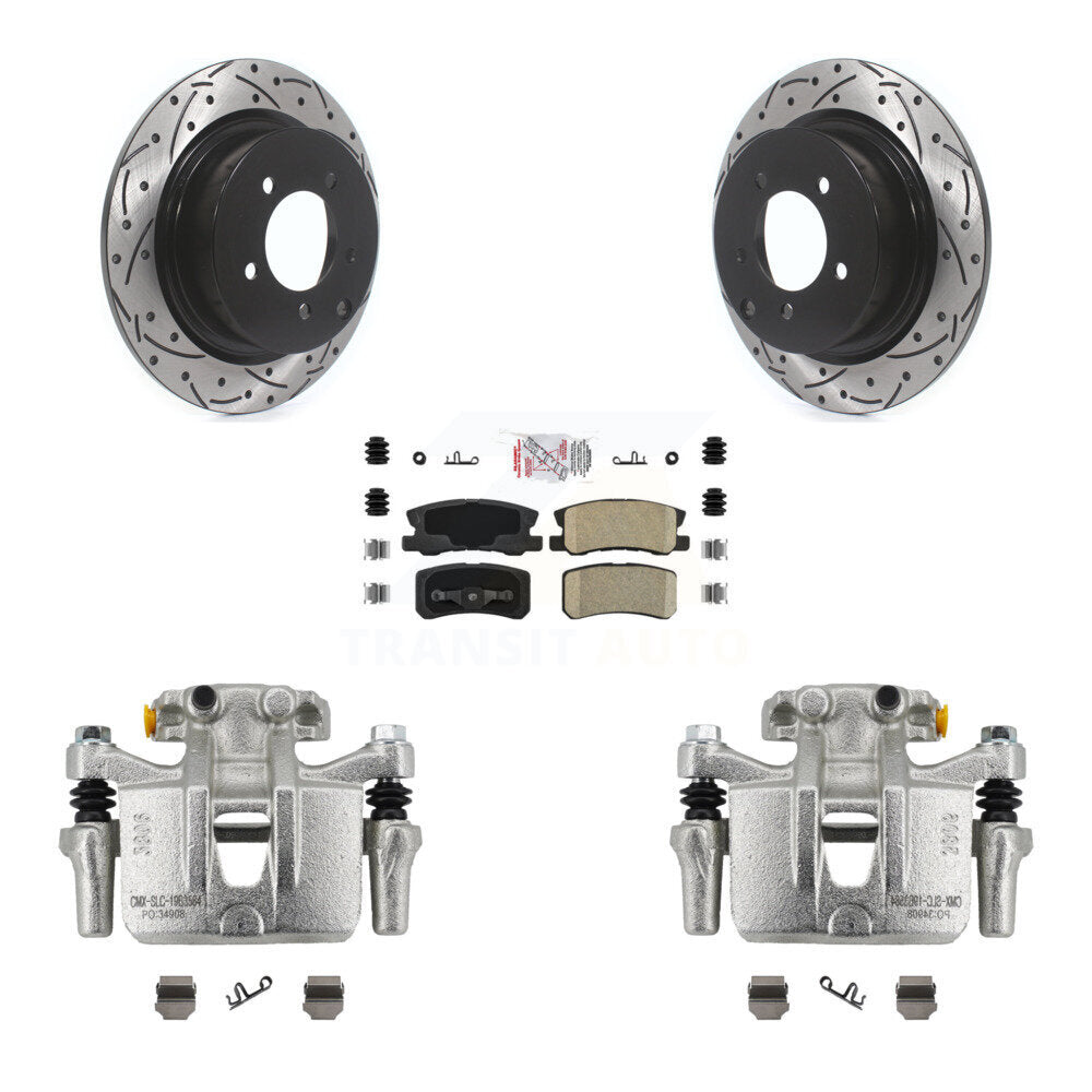 Rear Disc Brake Coated Caliper Drill Slot Rotor Ceramic Pad Kit For Mitsubishi Outlander KCD-101479N