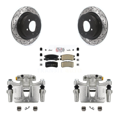 Rear Disc Brake Coated Caliper Drill Slot Rotor Ceramic Pad Kit For Mitsubishi Outlander KCD-101479N