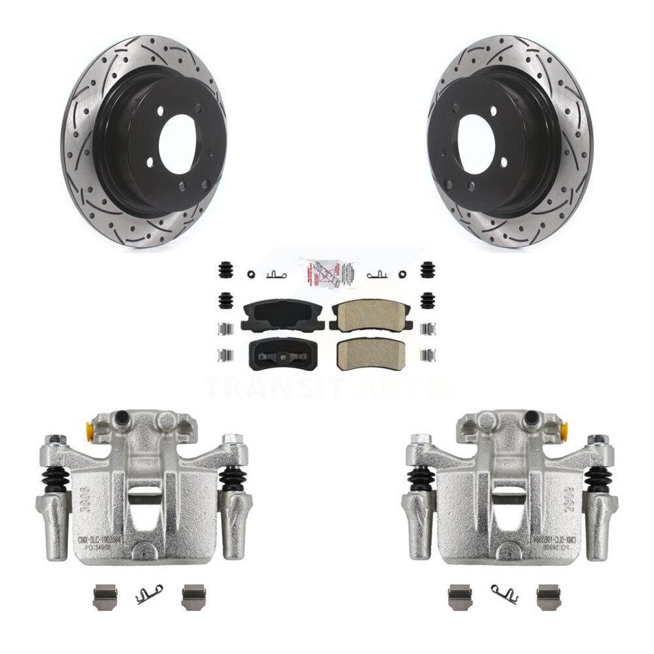 Rear Disc Brake Coated Caliper Drill Slot Rotor Ceramic Pad Kit For Mitsubishi Outlander KCD-101479N