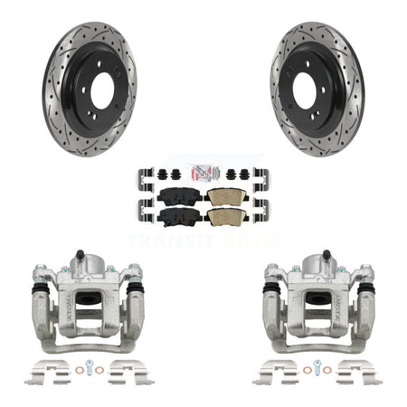 Rear Disc Brake Coated Caliper Drill Slot Rotor Ceramic Pad Kit For 2013 Kia Optima 2.4L KCD-101486N