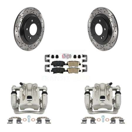 Rear Disc Brake Coated Caliper Drill Slot Rotor Ceramic Pad Kit For 2013 Kia Optima 2.0L KCD-101488N
