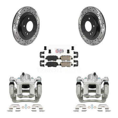 Rear Disc Brake Coated Caliper Drilled Slotted Rotors Ceramic Pad Kit For Hyundai Sonata KCD-101495N