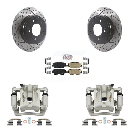 Rear Disc Brake Coated Caliper Drilled Slotted Rotors And Ceramic Pad Kit For Kia Optima KCD-101499N
