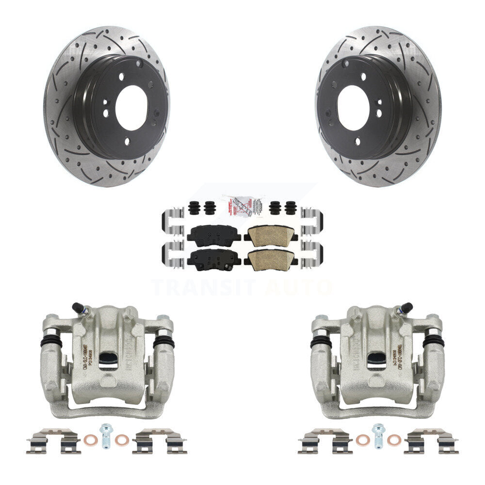 Rear Disc Brake Coated Caliper Drilled Slotted Rotors And Ceramic Pad Kit For Kia Optima KCD-101500N