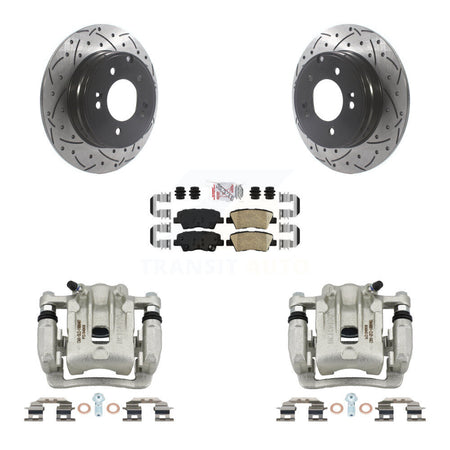 Rear Disc Brake Coated Caliper Drilled Slotted Rotors And Ceramic Pad Kit For Kia Optima KCD-101500N