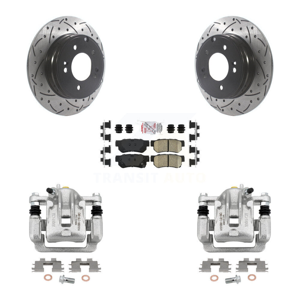 Rear Disc Brake Coated Caliper Drill Slot Rotors Ceramic Pad Kit For Hyundai Sonata 3.3L KCD-101501N