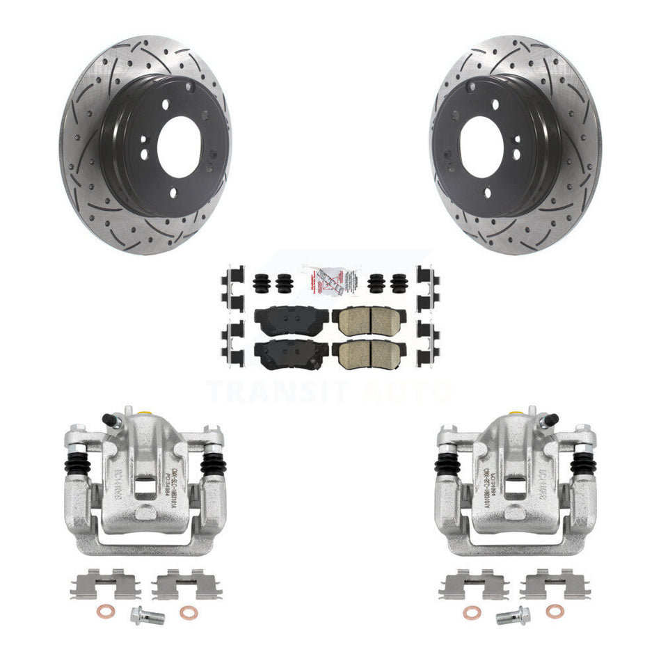 Rear Disc Brake Coated Caliper Drill Slot Rotors Ceramic Pad Kit For Hyundai Sonata 3.3L KCD-101501N