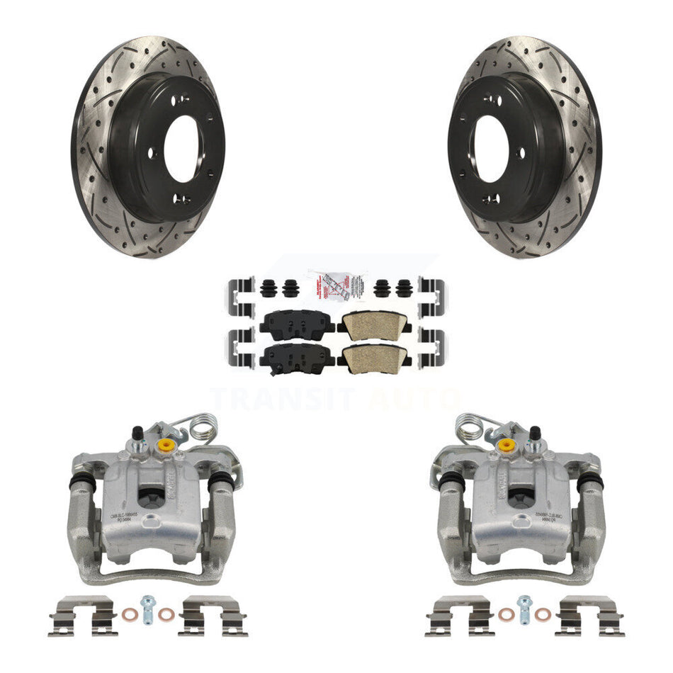 Rear Disc Brake Coated Caliper Drilled Slotted Rotors And Ceramic Pads Kit For Hyundai Elantra Coupe KCD-101506N