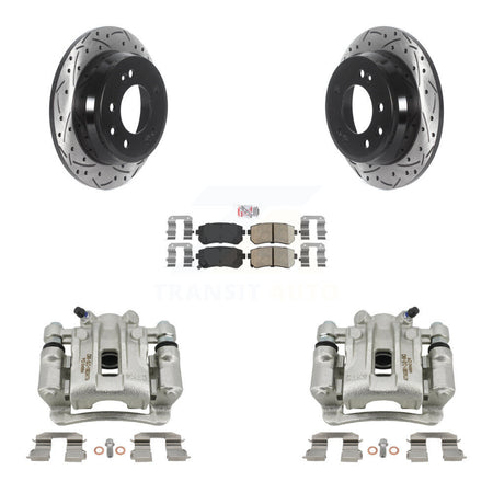 Rear Disc Brake Coated Caliper Drilled Slotted Rotor Ceramic Pad Kit For Hyundai Elantra KCD-101508N