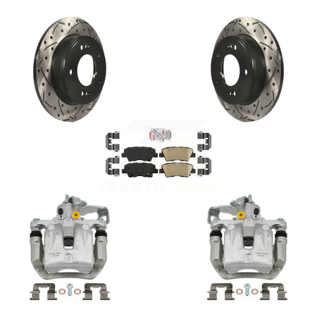 Rear Brake Caliper Drill Slot Rotor Ceramic Pad Kit For Kia Forte Hyundai Forte5 Elantra KCD-101513N