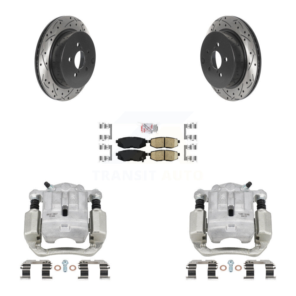 Rear Brake Caliper Drilled Slot Rotor Ceramic Pad Kit For 2014-2018 Subaru Forester 2.0L KCD-101515N