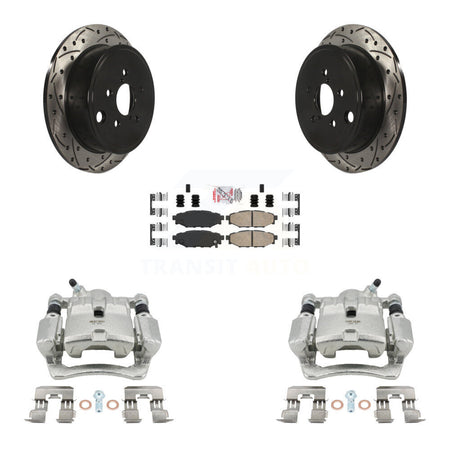 Rear Brake Coat Caliper Drill Slot Rotor Ceramic Pad Kit For Subaru Impreza Forester WRX KCD-101518N