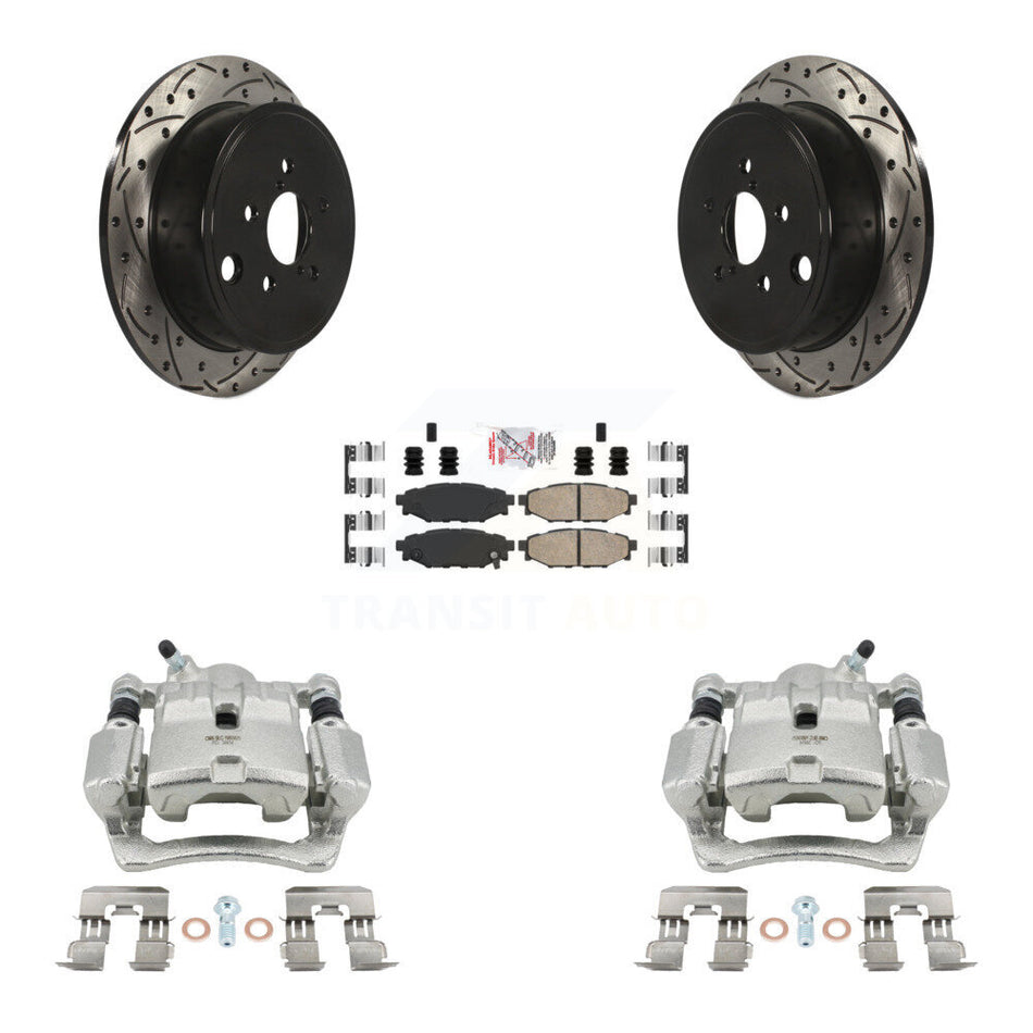 Rear Brake Coat Caliper Drill Slot Rotor Ceramic Pad Kit For Subaru Impreza Forester WRX KCD-101518N